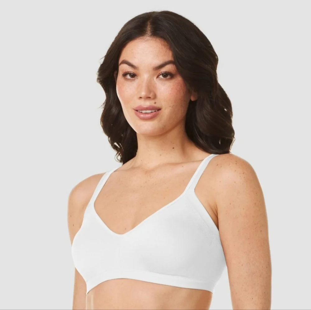 NEW Warner's White Easy Does It Underarm Smoothing Wirefree Bra Size Large